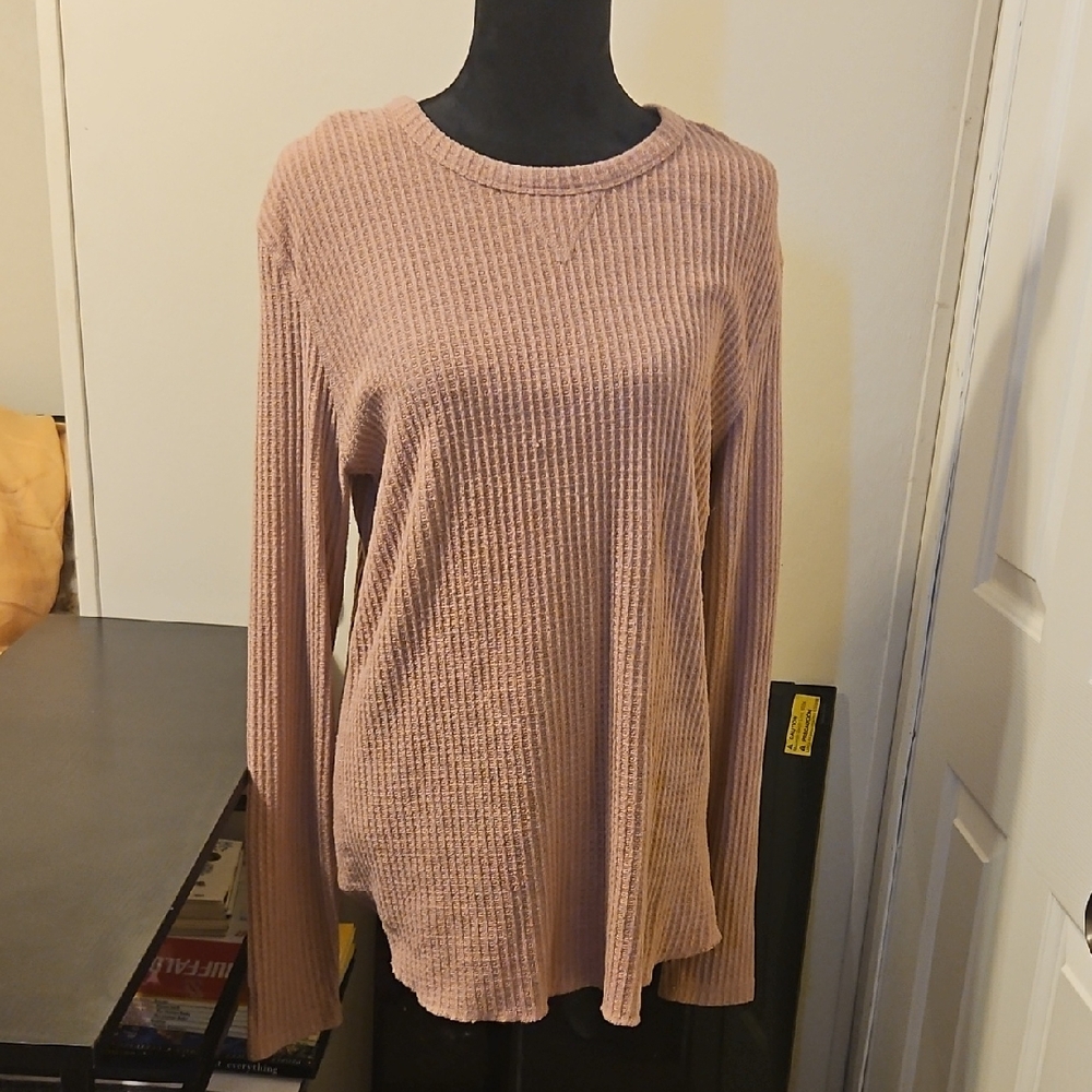 Urban Outfitters Mauve Waffle Knit Blouse